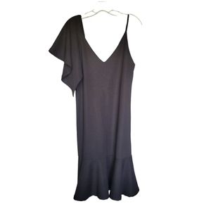 Zara Ruffle Sleeve and Strap Black Dress. Size S